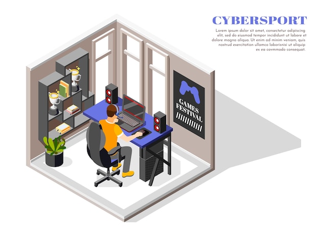 Isometric cybersport illustration
