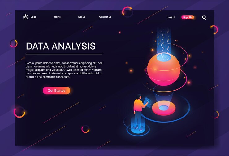 Vector isometric data analytic concept for business report