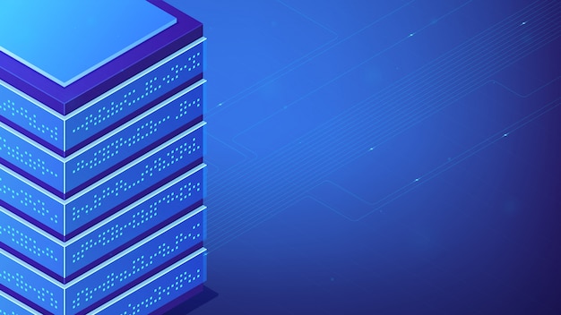 Vector isometric data lake concept.