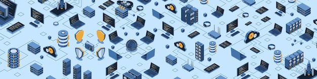 Isometric data network management Cloud storage data and synchronization of devices Networking database cloud storage Isometric technology