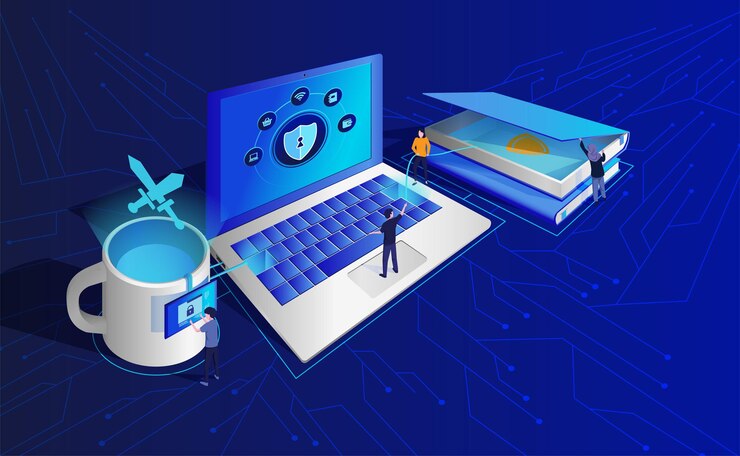 Isometric Data Processing Security Laptop Free Vector