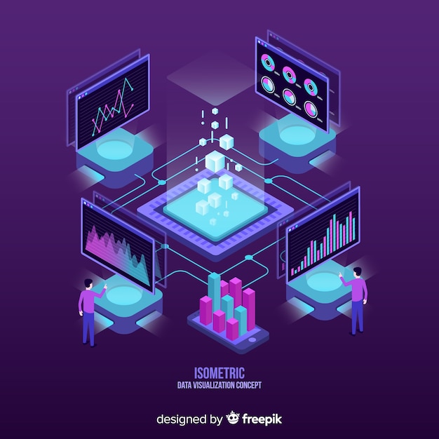 Vettore fondo di concetto di visualizzazione di dati isometrici