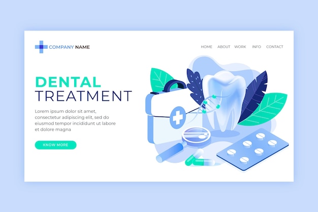 Isometric dental care landing page template