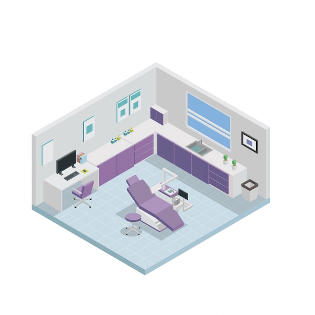 Isometric dental clinic interior design