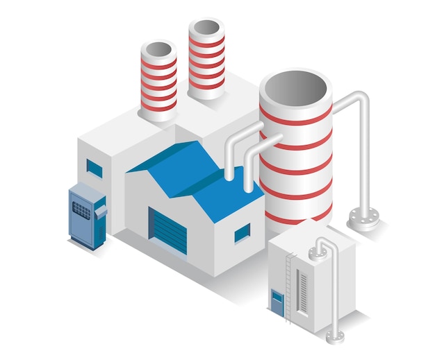 Vector isometric design concept illustration factory with chimney