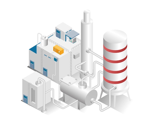 Isometric design concept illustration industrial tubes and pipelines