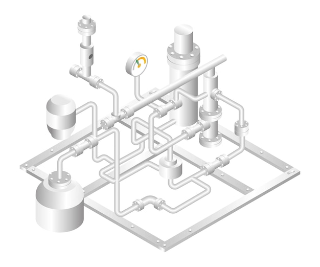 Vettore illustrazione del concetto di design isometrico canale dell'industria petrolifera e del gas