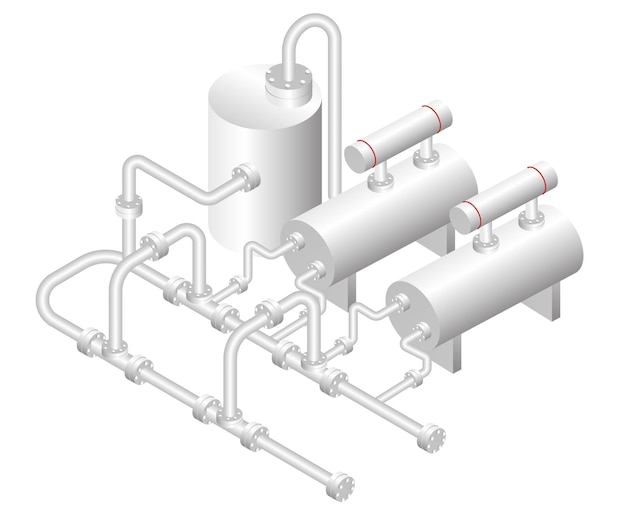 Isometric design concept illustration oil and gas industry pipes and tubes