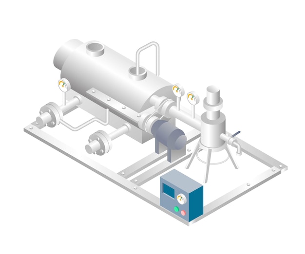 Isometric design concept illustration oil tank with gas pipeline