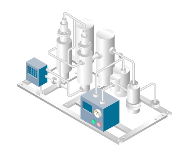 Vector isometric design concept illustration oil tube temperature with gas pipeline