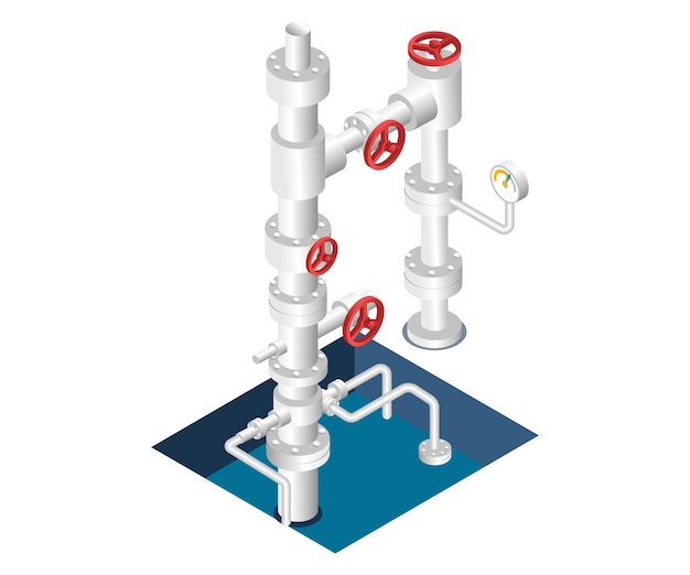 Vector isometric design concept illustration well drilling pipe