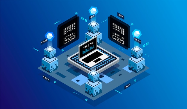 Isometric design concept virtual reality and augmented reality.