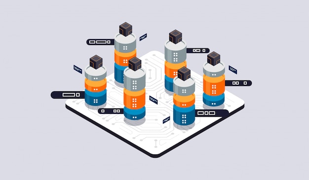 Vector isometric design concept virtual reality and augmented reality.