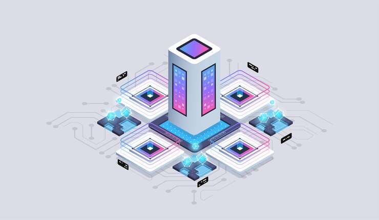 Vector isometric design concept virtual reality and augmented reality