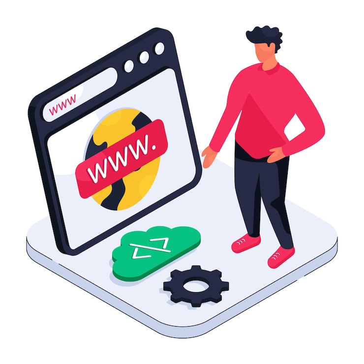 Vector a isometric design illustration of web browser