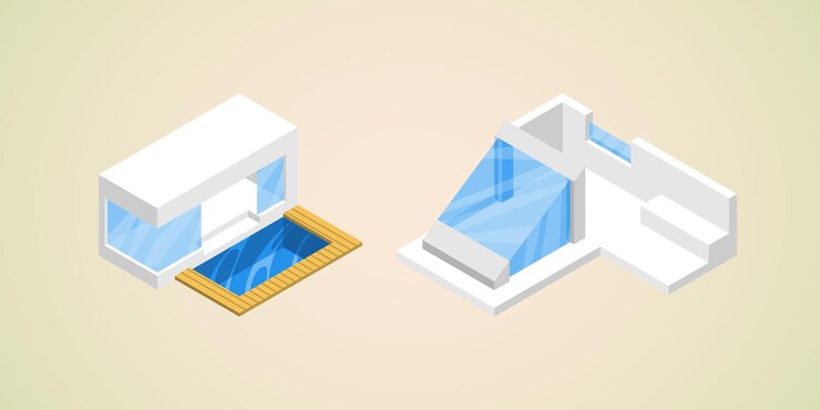 Vector isometric design of modern building cafe coffee shop bar