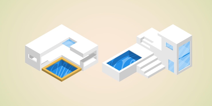 Vector isometric design of modern building cafe coffee shop bar