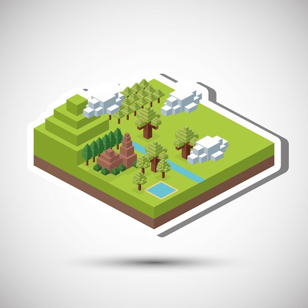 Vector isometric design. nature. eco concept, vector illustration