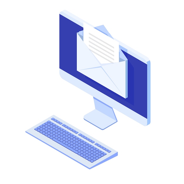 Isometric Desktop with email notification