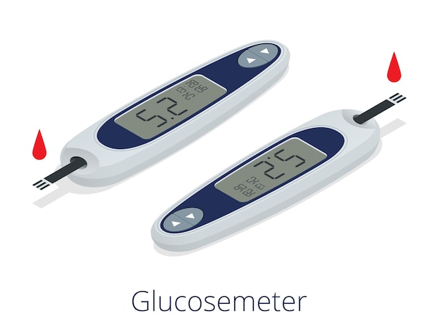 Isometric diabetes health-care life flat concepts. illustration\
for web, presentations and mobile application