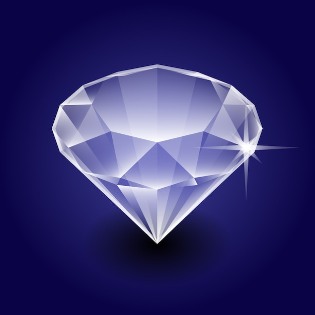 Vector isometric diamond gem stone in dark background