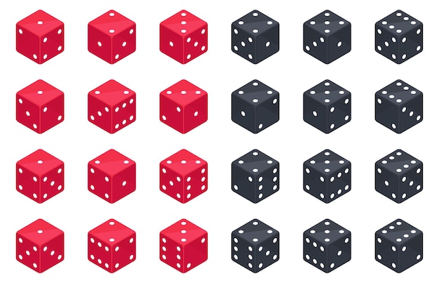 Isometric dice board game cubes Gambling poker and backgammon dice casino gambling pieces isolated 3d vector illustration set on white background