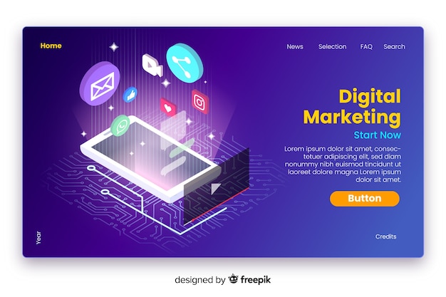 Isometric digital marketing landing page