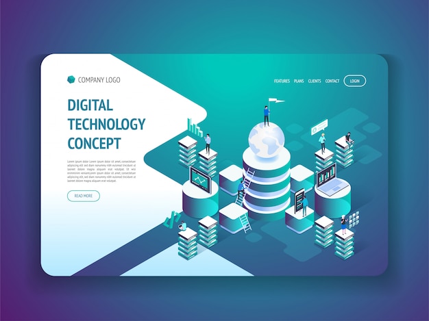 isometric digital technology landing page