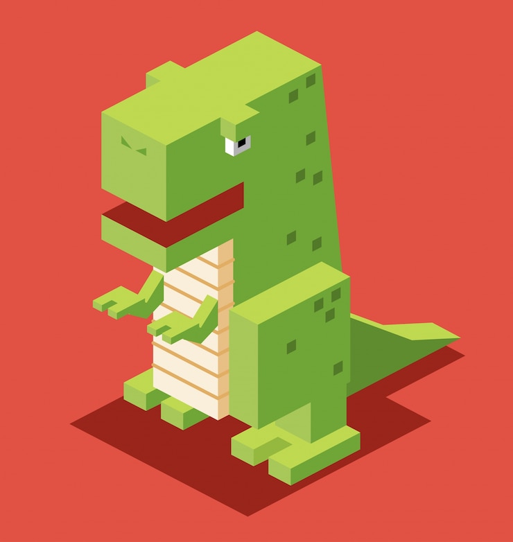Vector 아이소 메트릭 공룡 디자인