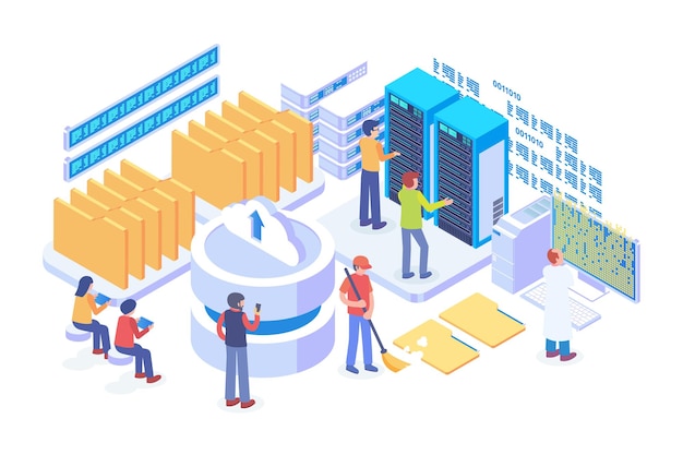 Isometric directory of data technology vector concept