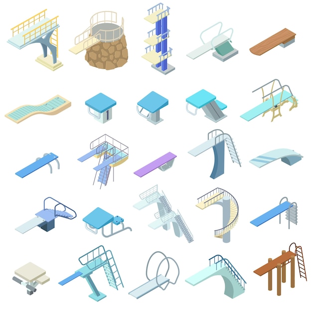 isometric Diving board set.