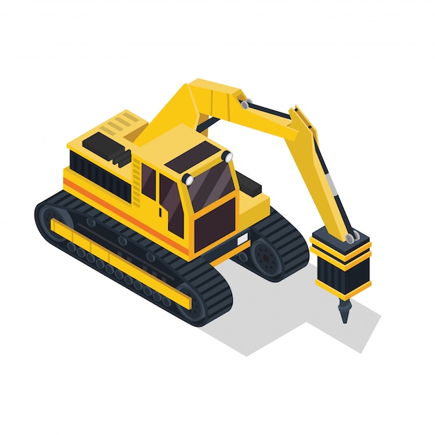 Isometric Drilling Machine Construction Vehicle