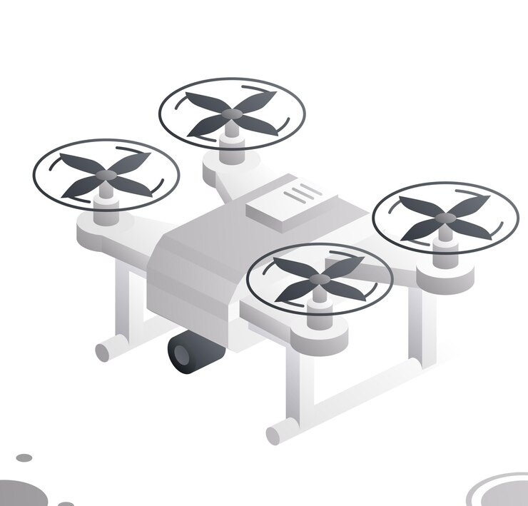 Vector isometric drone quadcopter isolated on white