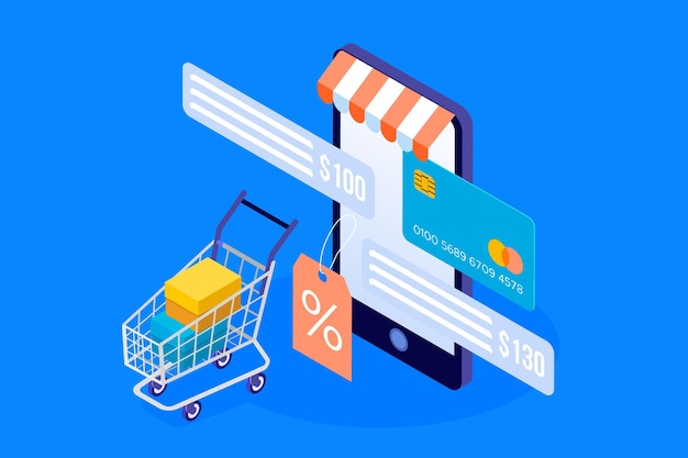 isometric  e-commerce concept