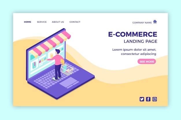 Modello di pagina di destinazione e-commerce isometrico