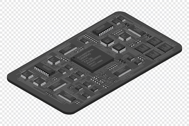 イソメトリック プリント サーキットボード 電子コンポーネント 電子コンポネント 統合回路ボード
