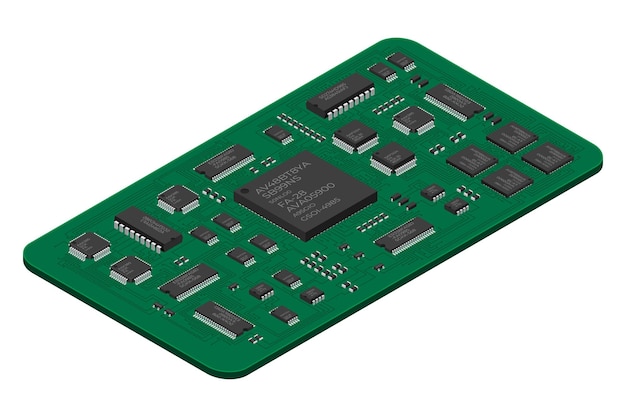 イソメトリック プリント サーキットボード 電子コンポーネント 電子コンポネント 統合回路ボード