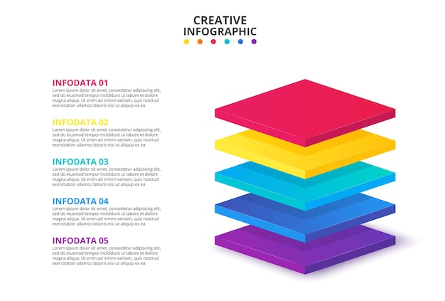 Isometric elements for infographic Business concept with 5 options parts or steps