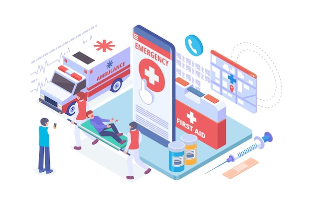 Isometric emergency health application concept