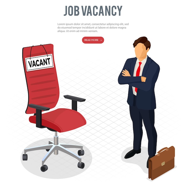 Isometric employment recruitment and hiring concept illustration