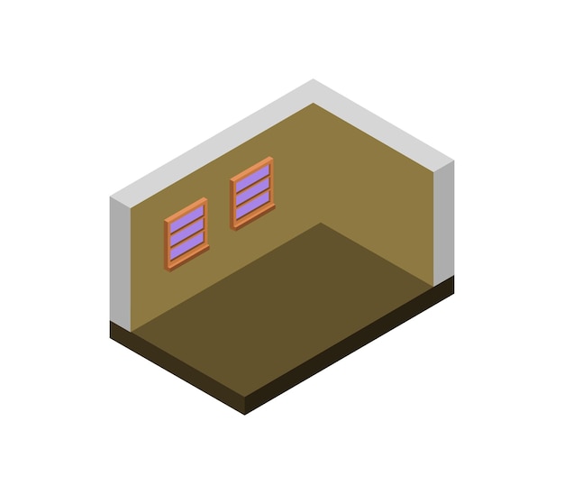 Vector isometric empty room