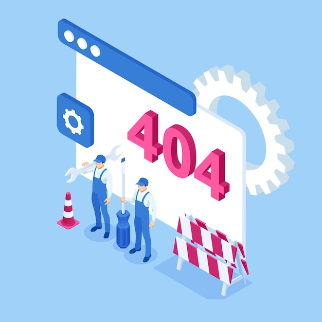 Вектор Изометрическая ошибка 404 векторный дизайн макета страницы запрошенная вами страница не может быть найдена веб-сайт 404 страница креативная концепция страница веб-сайта в стадии строительства