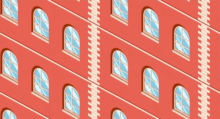 Vector isometric facade pattern