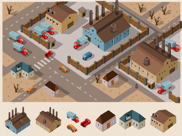 Isometric Factory and industrial Area