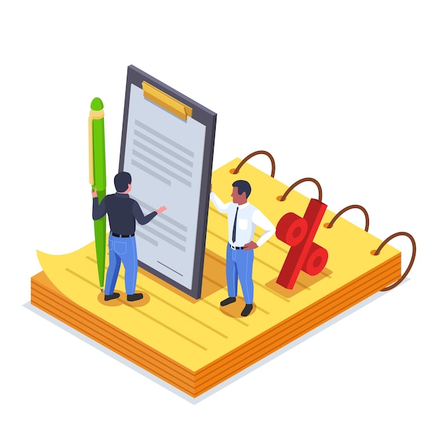 Vector isometric financial education literacy composition