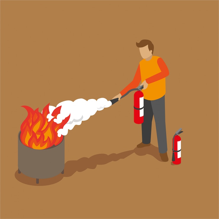 Vector isometric fire extinguiser training