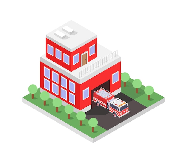 Isometric fire station