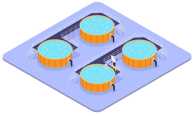 Vector isometric fish brood stock breeding