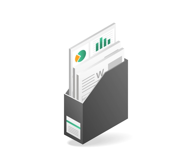 Vector isometric flat 3d concept illustration of administrative data folder board