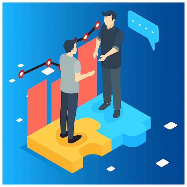 Vector isometric flat two businessmen making deal